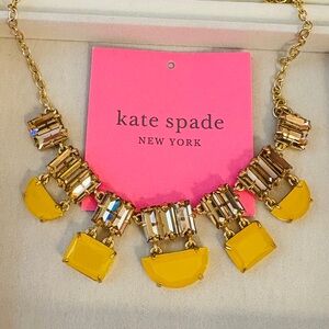 Kate Spade Gold Yellow Statement coacktail Party Retro 70's style Necklace